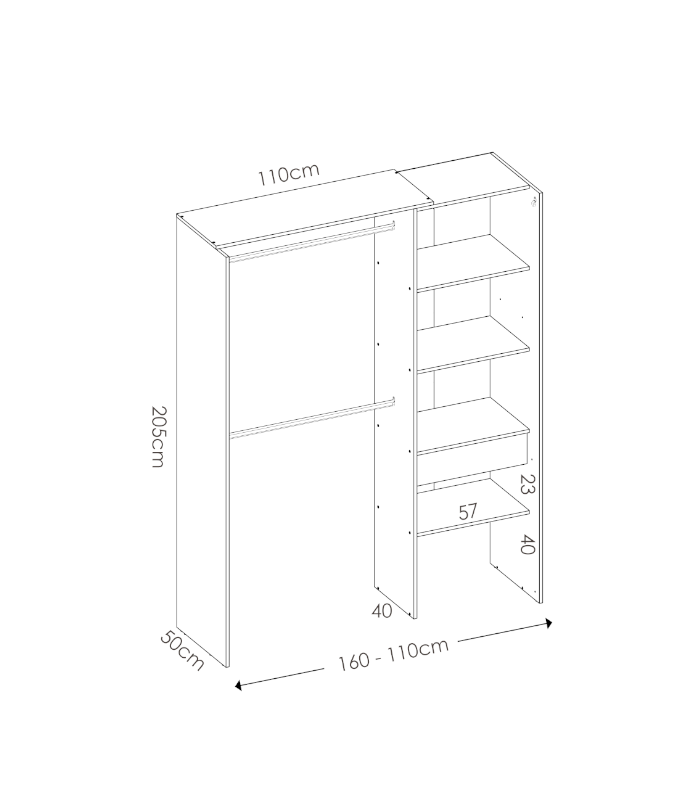 copy of Dressing room Suit for bedroom with curtain,3 shelves