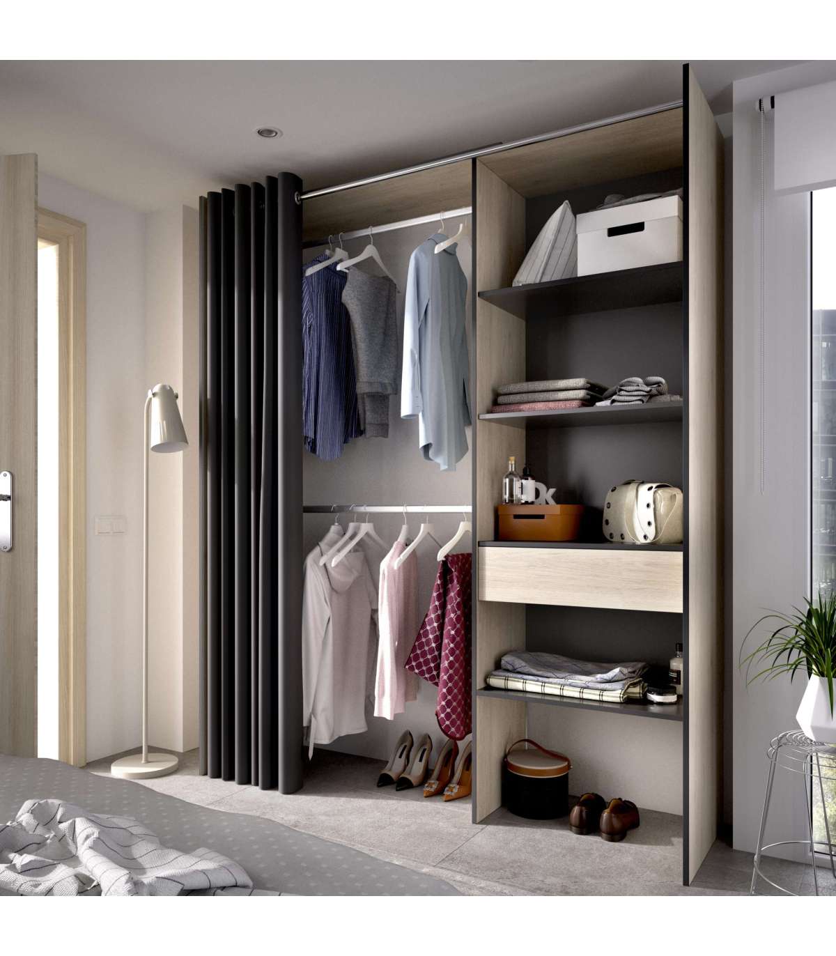 Armario Vestidor abierto  Diseño de armario para dormitorio, Organización  de armarios de dormitorio, Diseño de vestidores