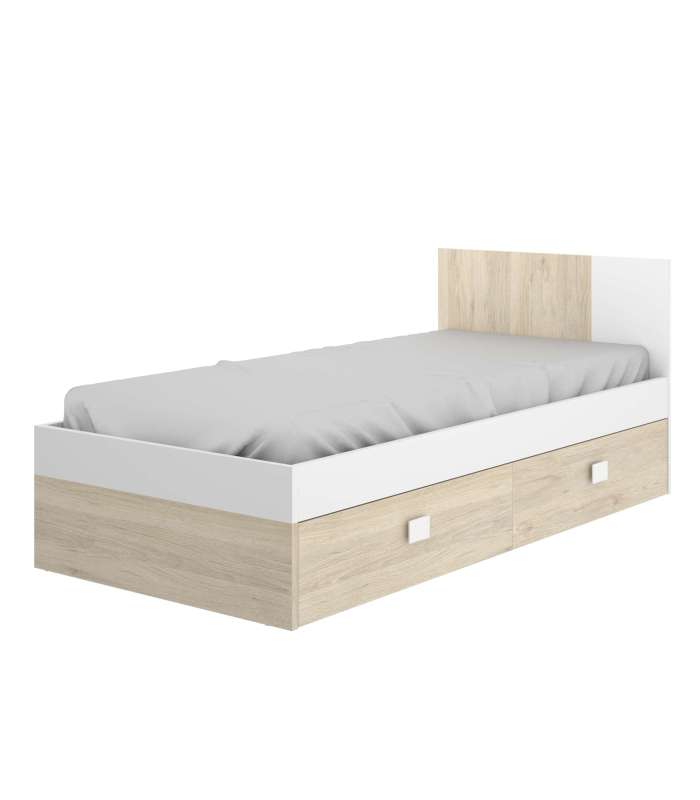 Lit avec deux tiroirs Santisteban 90 cm pour chambre de jeunes