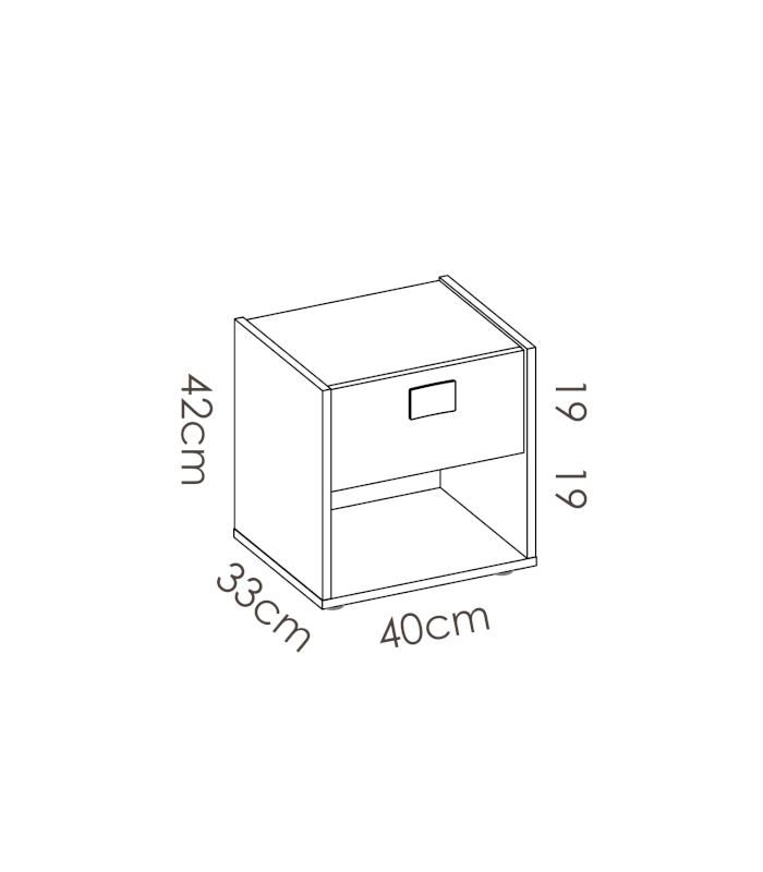 Mesa de cabeceira Santisteban com 1 gaveta em acabamento