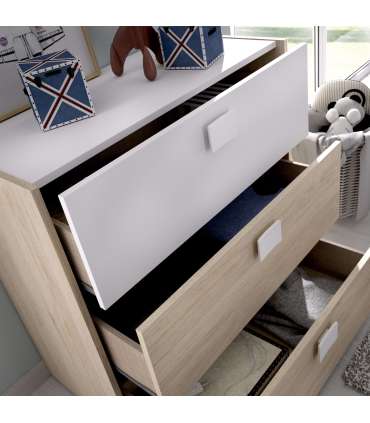 Comoda Dina 3 natural/white drawers.