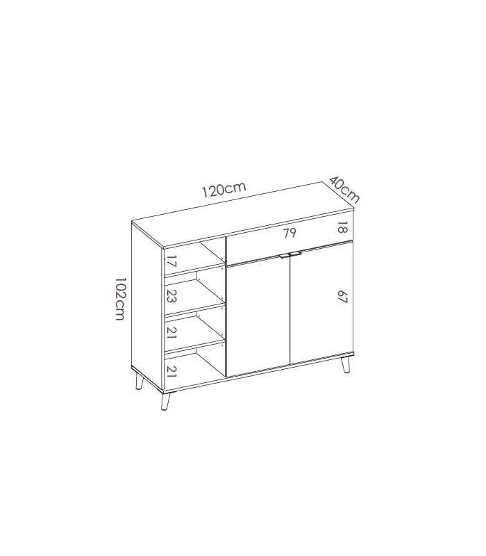 Mueble auxiliar Wok 2 puertas 1 cajon y estantes