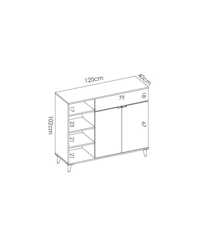 Mueble auxiliar Wok 2 puertas 1 cajon y estantes