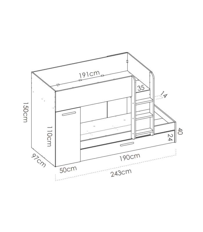 Caminho de ferro Orcera com 150 cm(altura)243 cm(largura)111