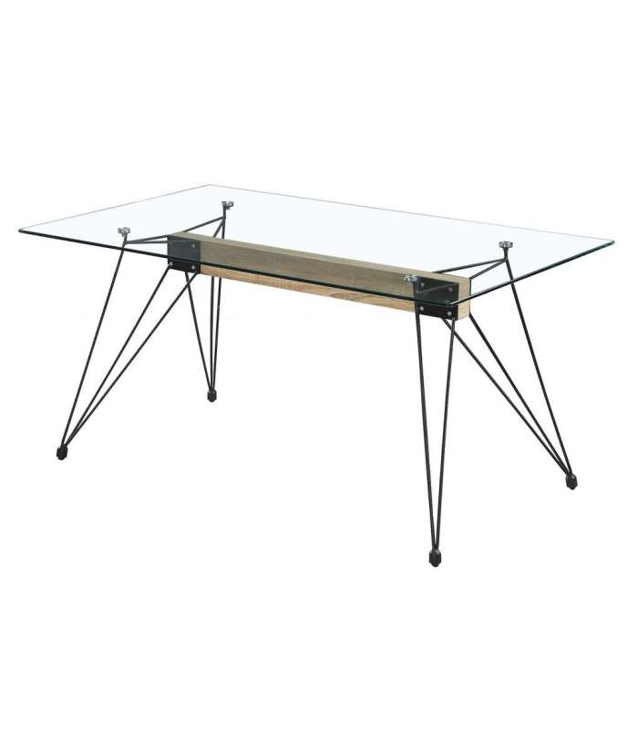 Mesa para cocina, comedor Md-Sally tapa cristal transparente