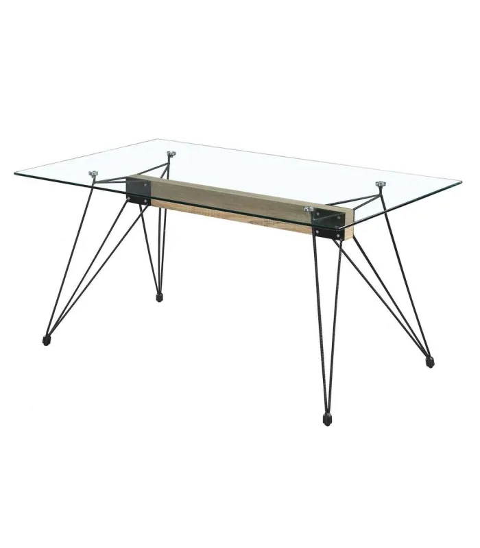 Mesa de cocina Md-Sally, cristal transparente, 140x90x75cm