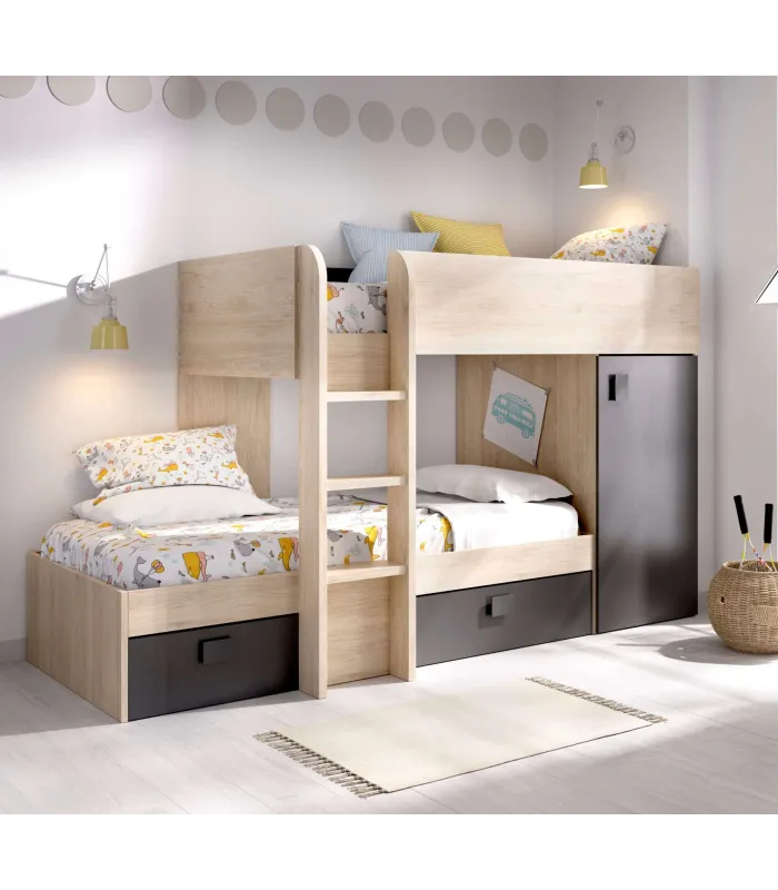 DKT Camas juveniles Cama tren Baeza montaje reversible en