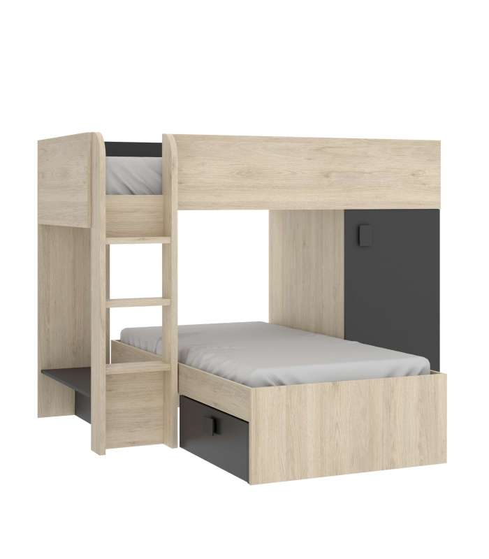 Cama tren Baeza montaje reversible en natural-grafito 150