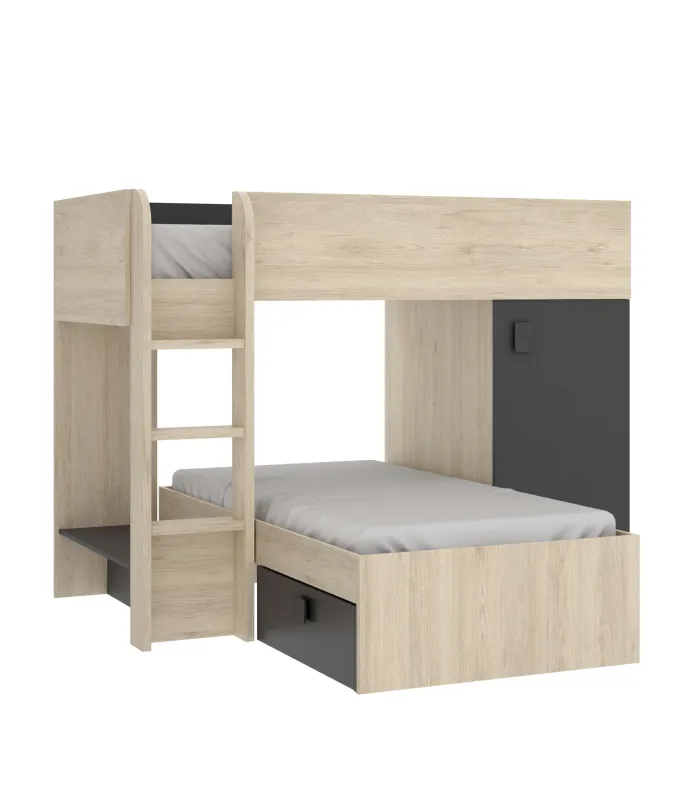 DKT Camas juveniles Cama tren Baeza montaje reversible en
