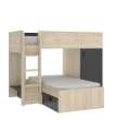 Cama tren Baeza montaje reversible en natural-grafito 150 cm(alto)255 cm(ancho)110 cm(largo)