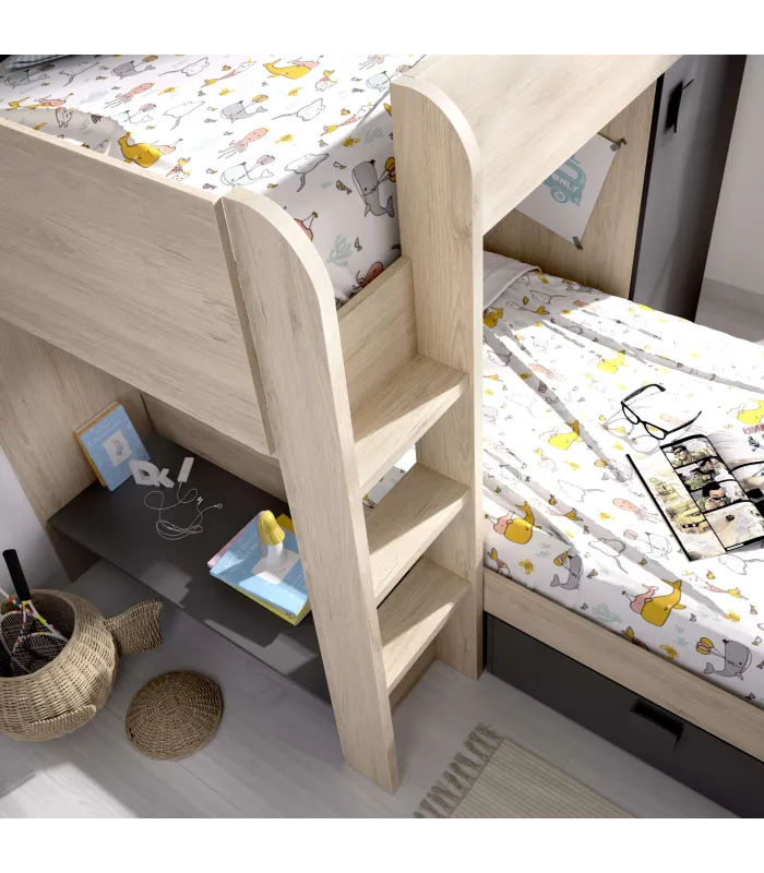 DKT Camas juveniles Cama tren Baeza montaje reversible en