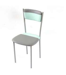 Pack de 4 sillas Md-Salar tapizadas en polipiel gris/verde menta, 89cm(alto) 43cm(ancho) 45cm(largo)