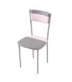 Pack de 4 sillas Md-Salar tapizadas en polipiel gris/rosa pastel, 89cm(alto) 43cm(ancho) 45cm(largo)