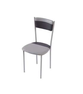 Pack de 4 sillas Md-Salar tapizadas en polipiel gris/negro