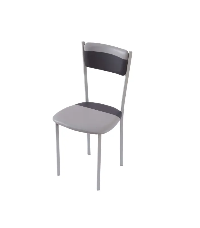 Pack de 4 sillas tapizadas en polipiel gris/negro