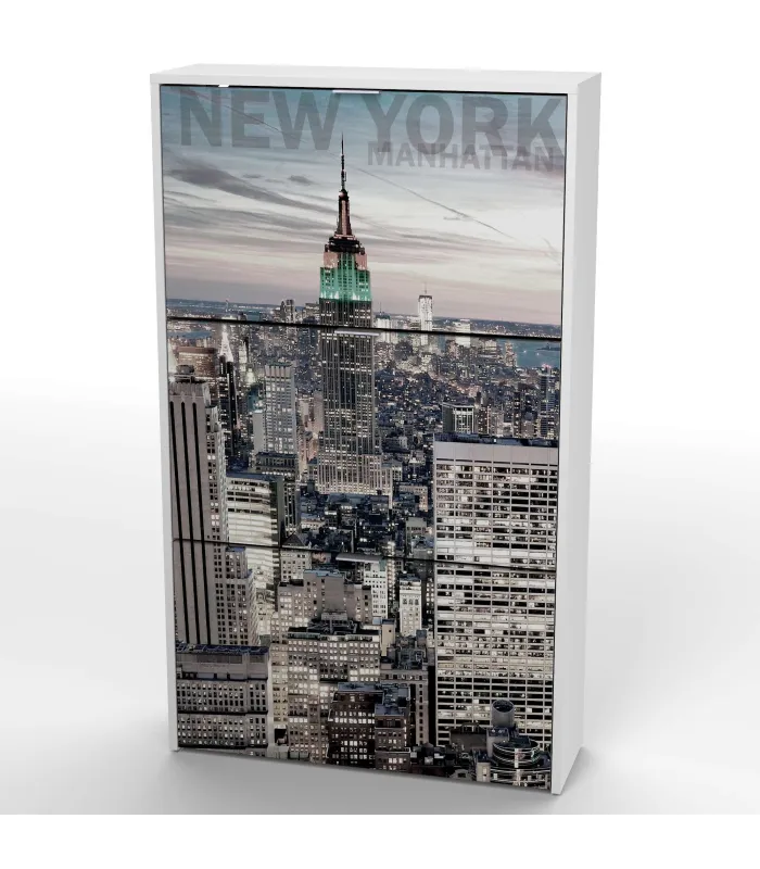 Armário de sapatos Manhattan em branco, 60x23.5x117cm