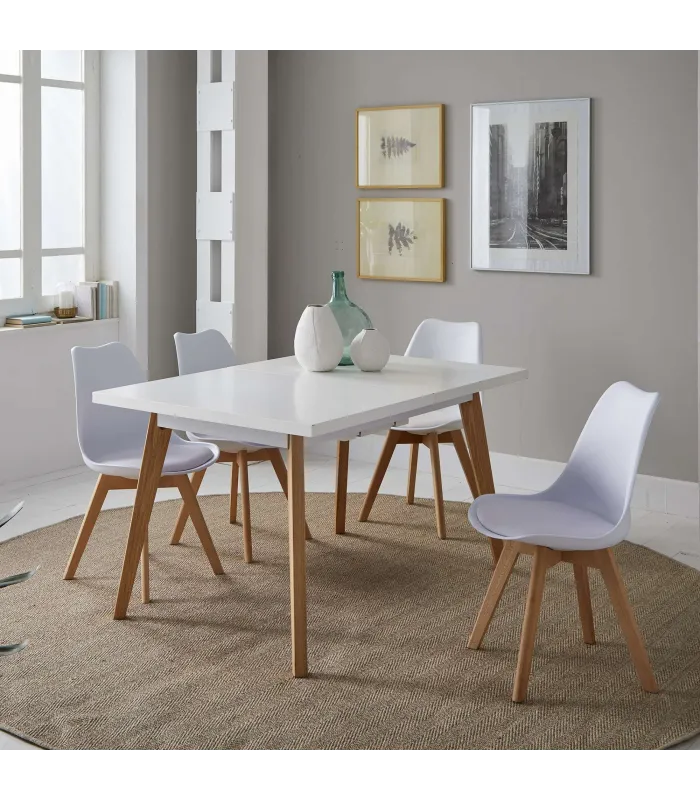Mesa extensible blanca Md-Capileira para cocina o comedor
