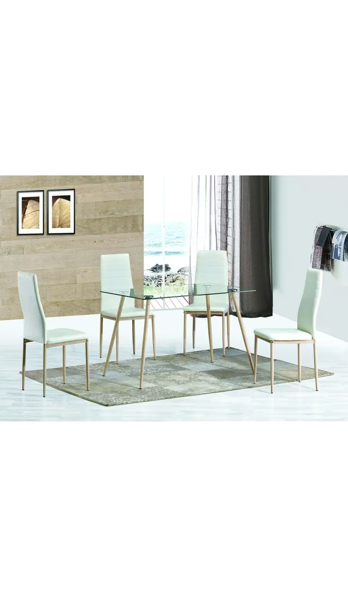 Mesa fija Md-Peter 120cm con patas de acero imitación madera