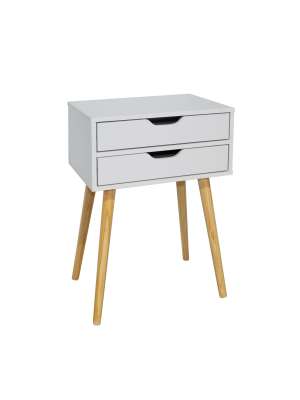 Mesita de noche blanca 2 cajones, 60x40x30cm