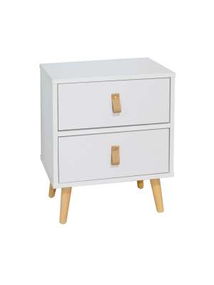 Mesita de noche blanca con 2 cajones, 50cm altura