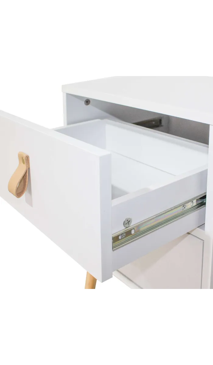 Mesita de noche blanca con 2 cajones, 50cm altura