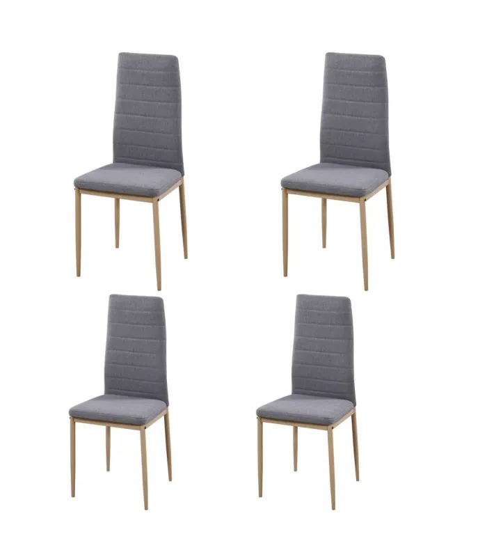 Pack de 4 sillas modernas tapizadas gris