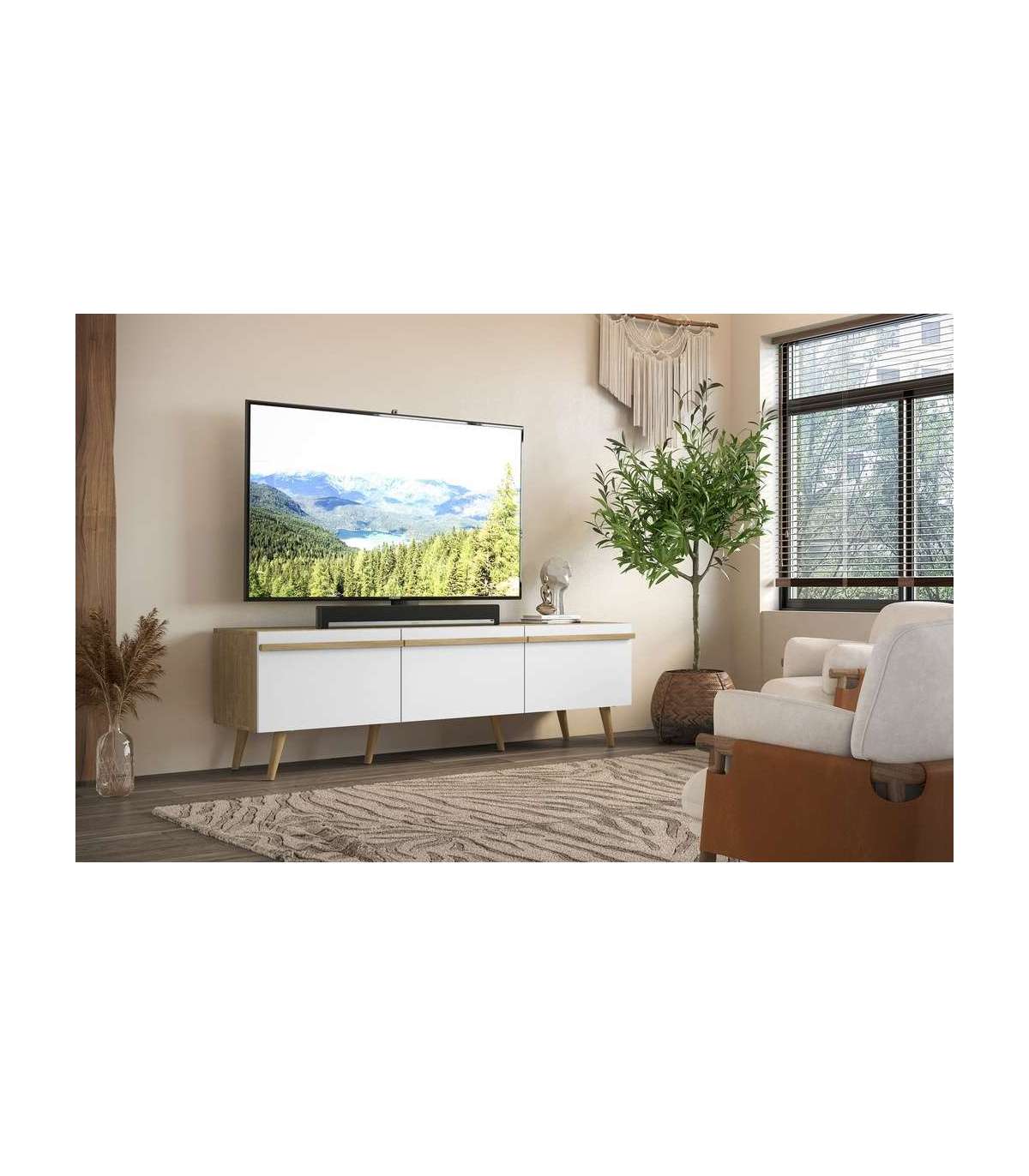Mueble de TV blanco para salón  Muebles para tv modernos, Muebles para tv,  Muebles para televisores