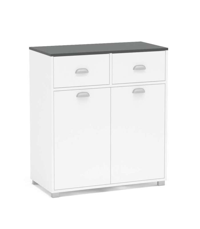 Mueble Buffet bajo 2 puertas y 2 cajones acabado blanco, 90cm