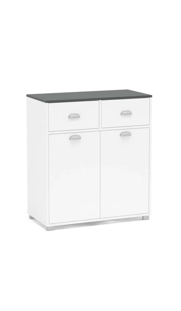 Mueble Buffet Blanco 2 puertas y 2 cajones, 90x80x40 cm