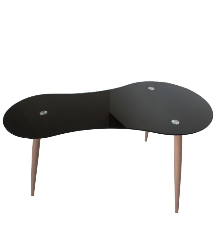 Mesa de estudio cristal negro, 140x70x74 cm