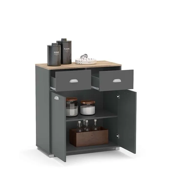 Mueble Buffet 2 puertas y 2 cajones gris grafito
