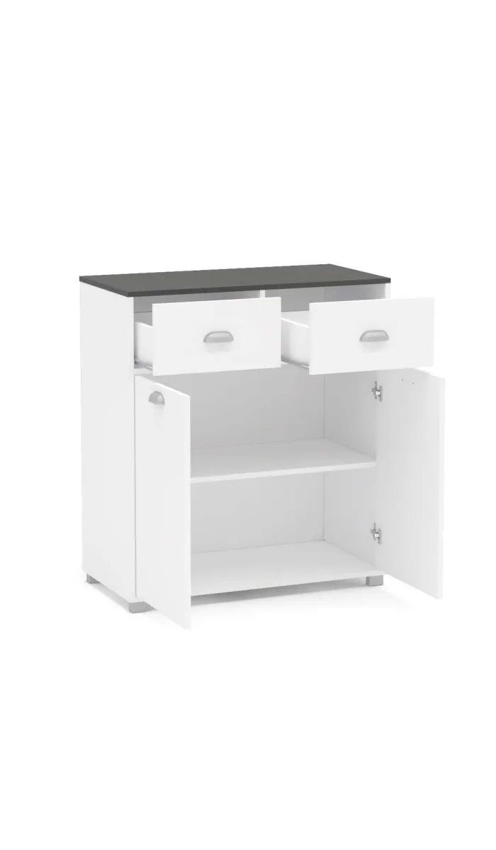 Mueble Buffet Blanco 2 puertas y 2 cajones, 90x80x40 cm