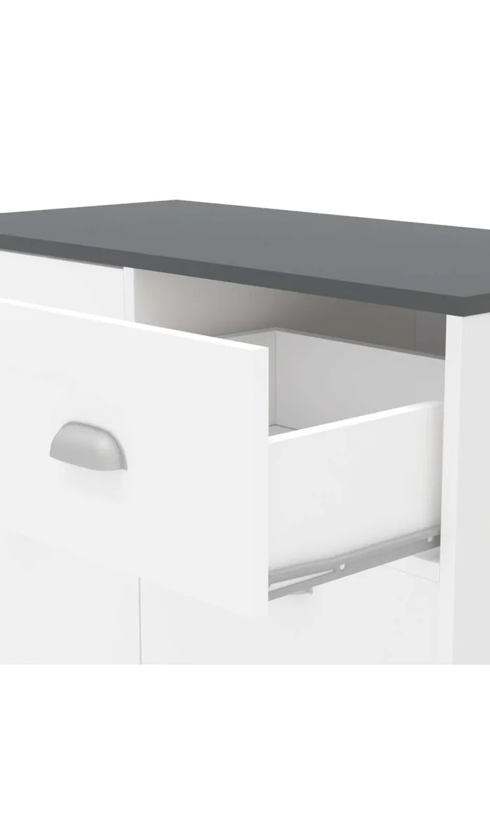 Mueble Buffet Blanco 2 puertas y 2 cajones, 90x80x40 cm
