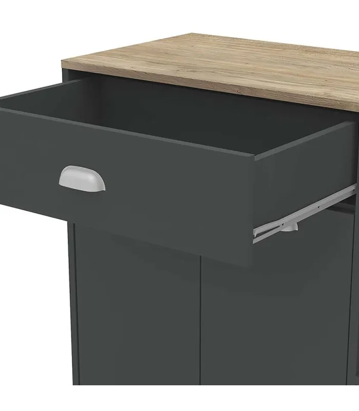 Mueble buffet bajo gris grafito con botellero