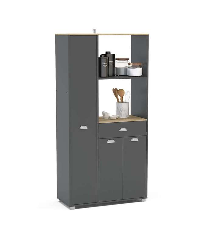 Mueble Buffet alto 3 puertas y 1 cajón acabado gris grafito