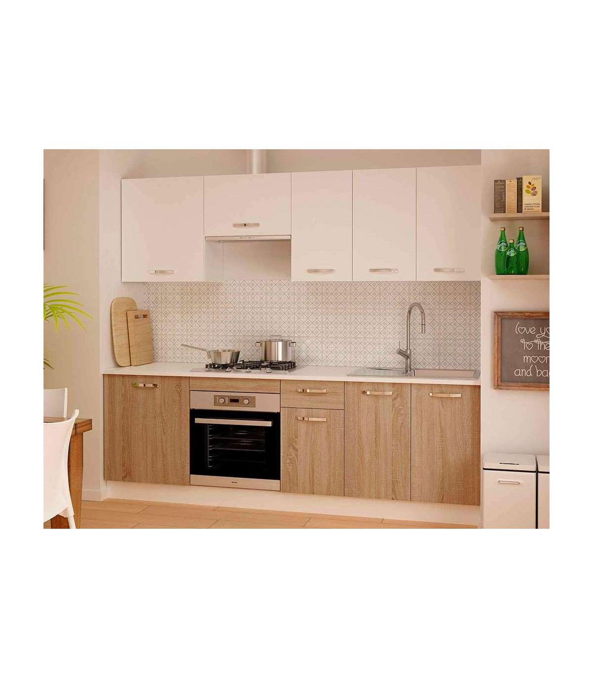 Genérico Muebles de Cocina Completa Color Roble Artisan 180 y 240 cms  Encimera incluida ref-24 : .es: Hogar y cocina