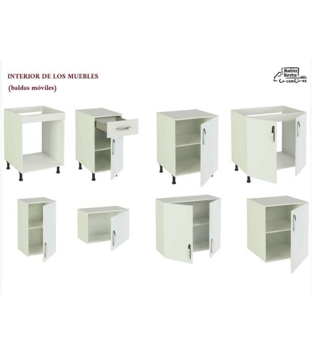 Genérico Muebles de Cocina Completa Color Blanco Mate 180 y 240 cms Encimera  incluida ref-29 : : Hogar y cocina