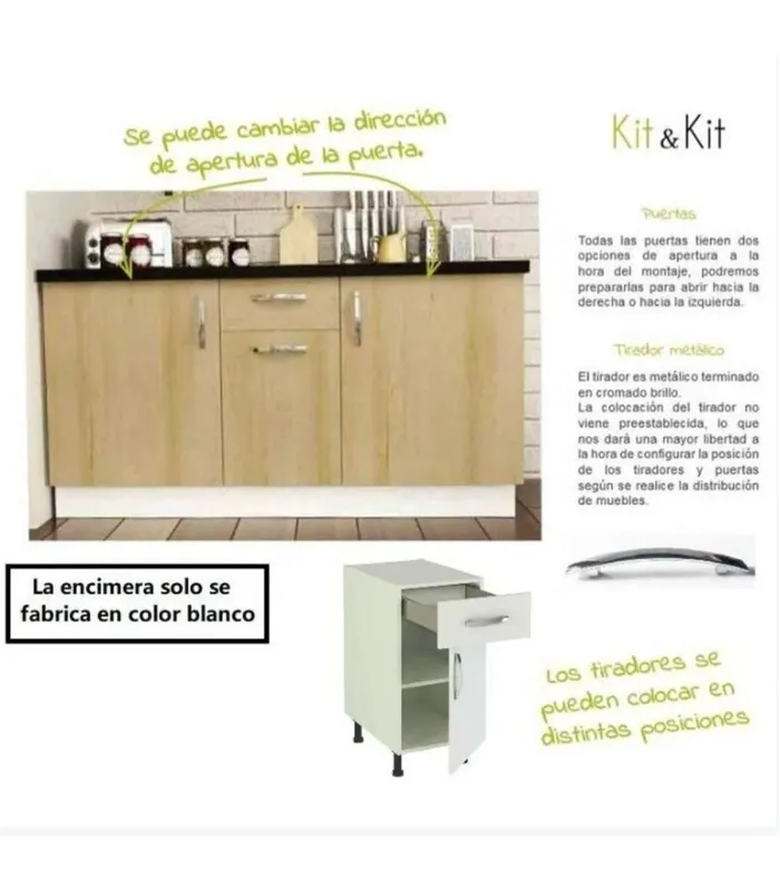 Cocina completa 3m color roble-blanco, sin encimera
