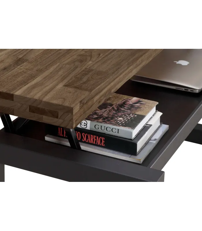 Raised center table Loft in wild oak white or black structure.