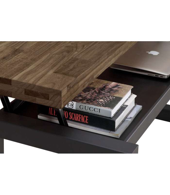 Table basse Loft chêne américain couleur noir structure 47,5