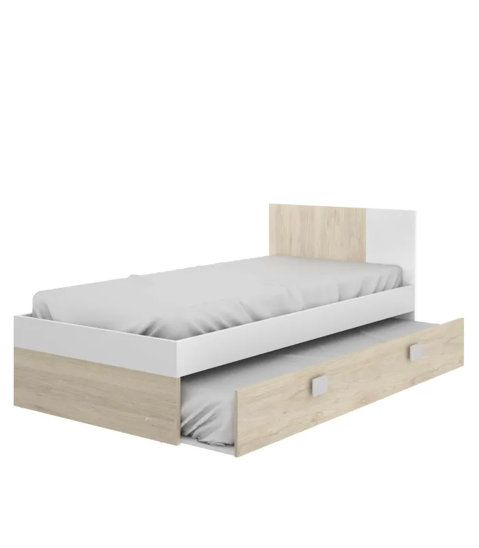 Cama nido juvenil Santisteban 90 cm, blanco y roble