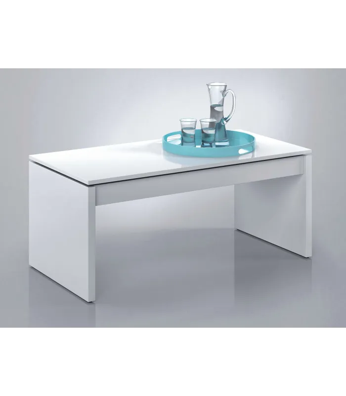 Mesa centro Lucar elevable blanca, moderna y funcional