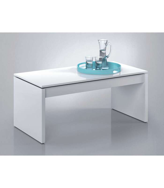 Table basse relevable Lucar en finition blanche brillante 43/52