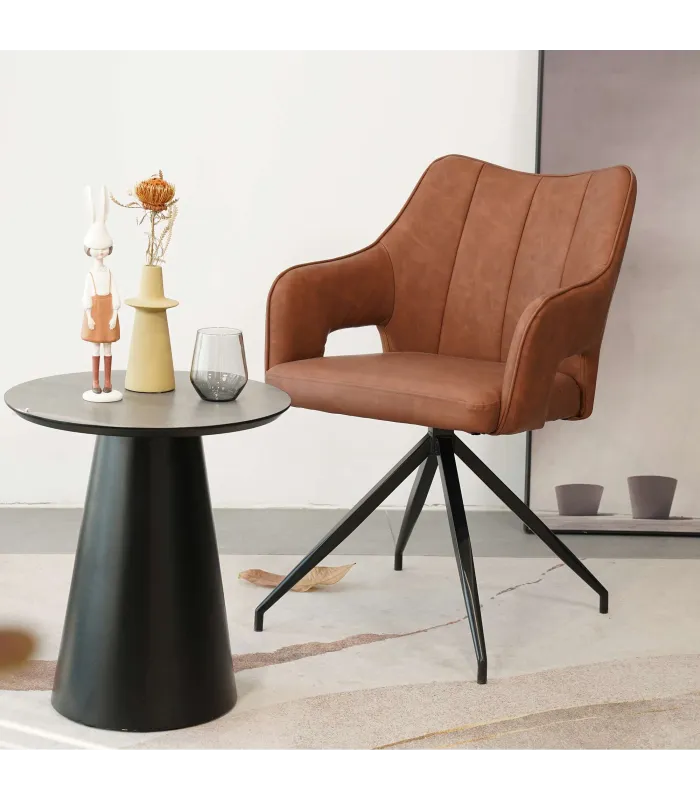 Butaca Dori en polipiel marrón - 60.5x54.5x83 cm