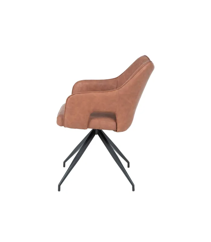 Butaca Dori en polipiel marrón - 60.5x54.5x83 cm