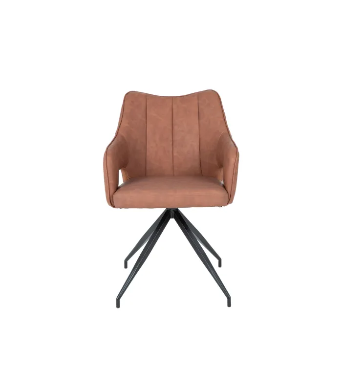 Butaca Dori en polipiel marrón - 60.5x54.5x83 cm