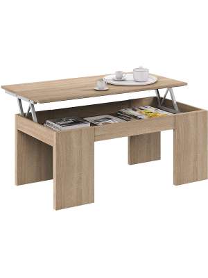 Mesa centro elevable Lijar en roble canadiense