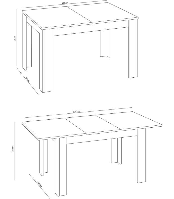 Frs Mesas de salon Mesa comedor extensible Paris en varios