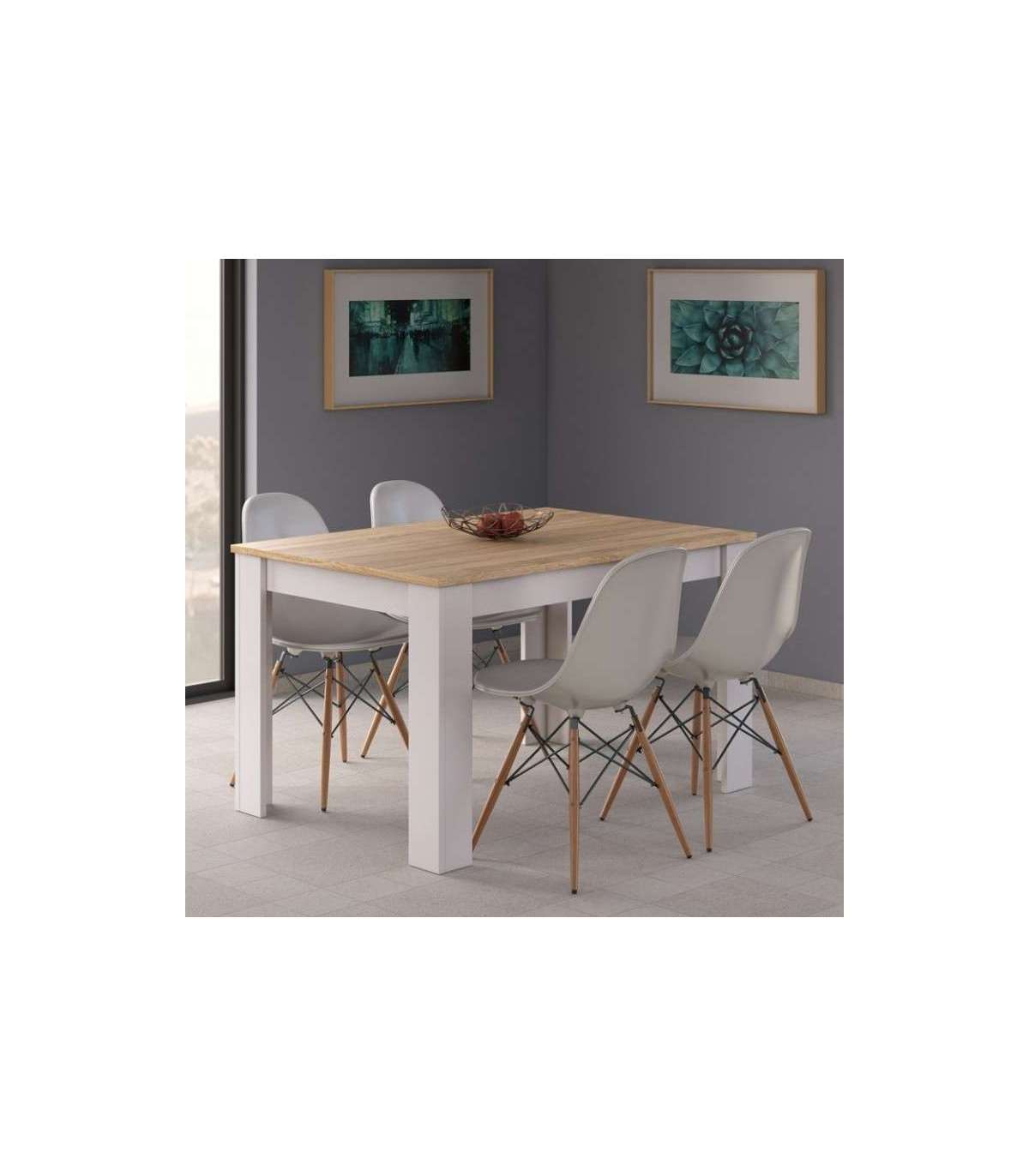 Mesa de comedor Ceira + 4 sillas Brila gris Pack