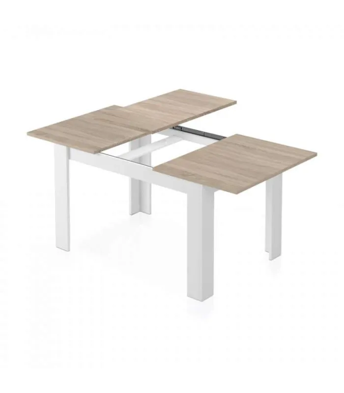 Mesa comedor extensible Paris en color roble alaska - blanco